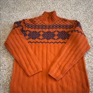 Old Navy Men's Turtleneck Sweater - Orange and Navy